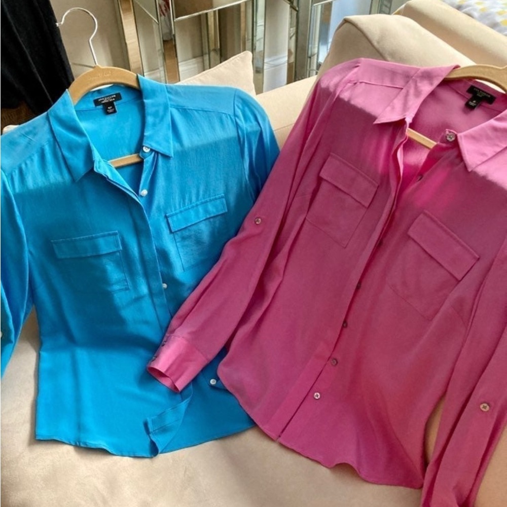 Bundle of Long Sleeve Silk Blouses Button Up Shirts